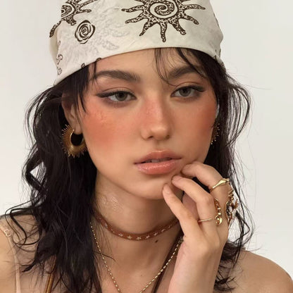 Huivora Sun Print Square Scarf Head Wrap