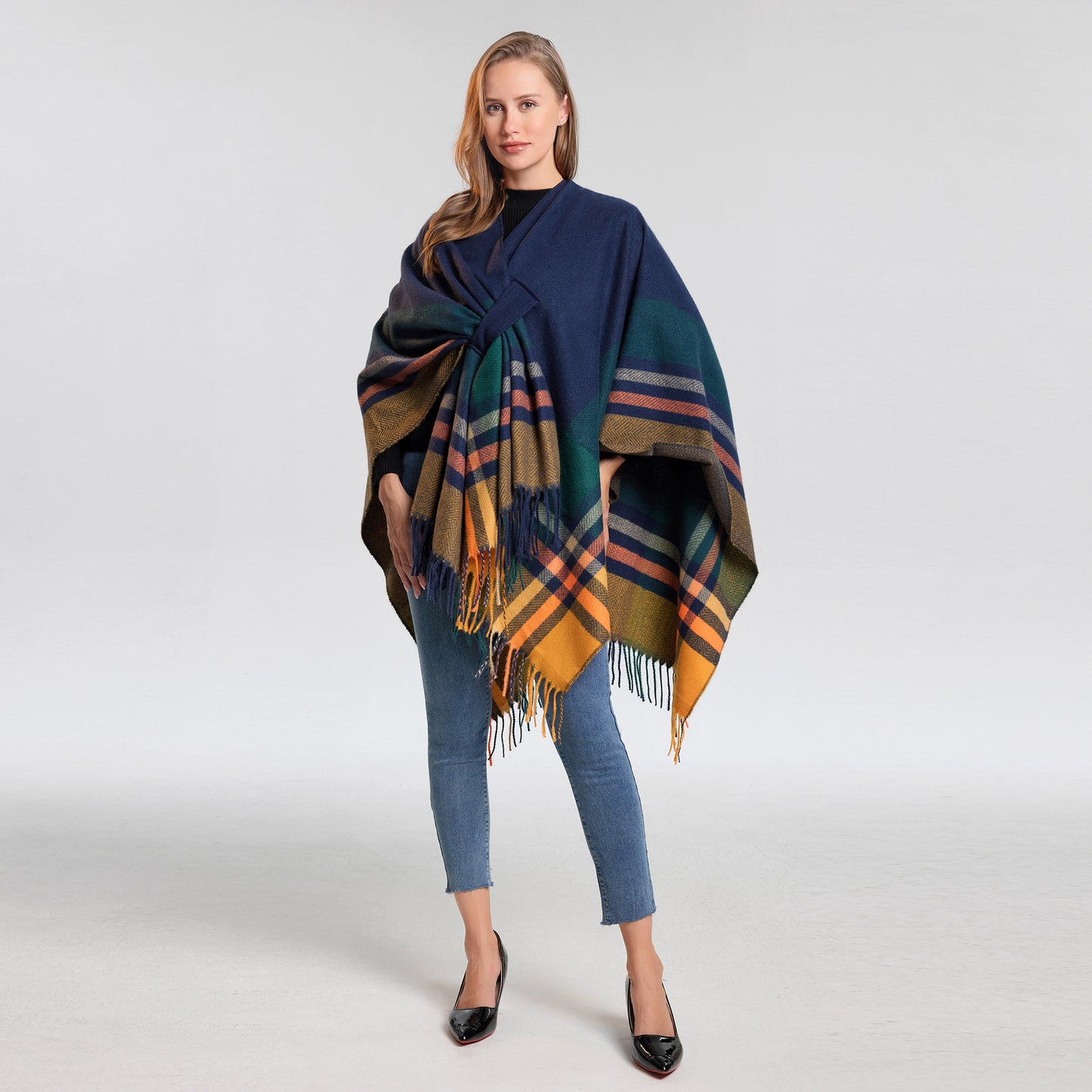 Huivora Cashmere Feel Plaid Shawl Wrap