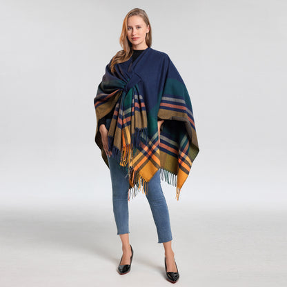 Huivora Cashmere Feel Plaid Shawl Wrap