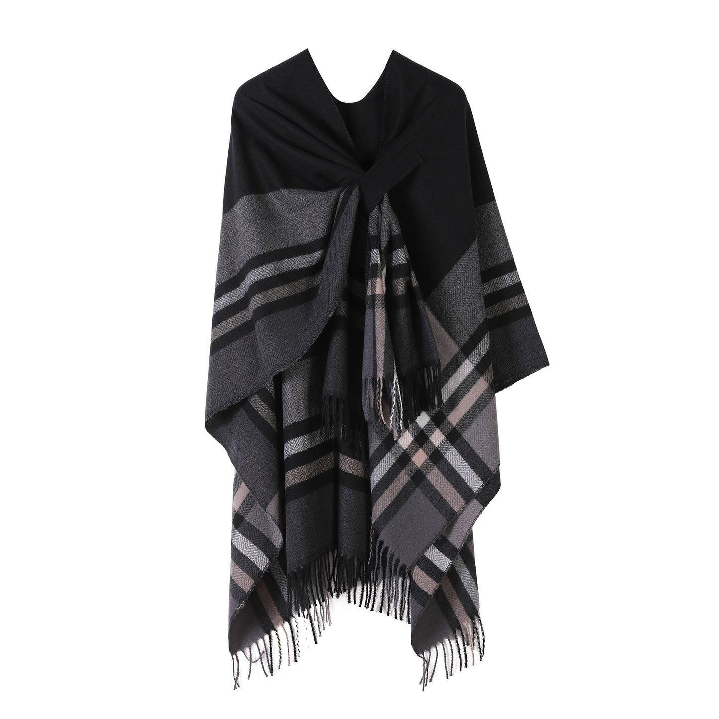 Huivora Cashmere Feel Plaid Shawl Wrap