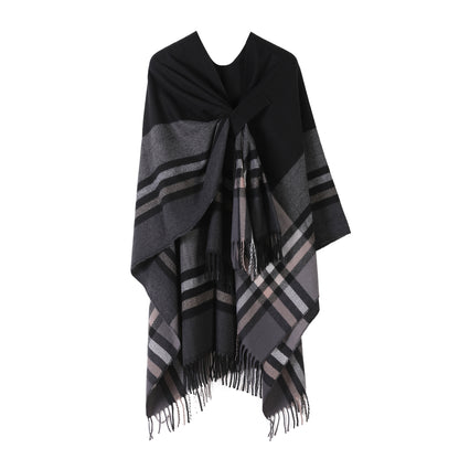 Huivora Cashmere Feel Plaid Shawl Wrap