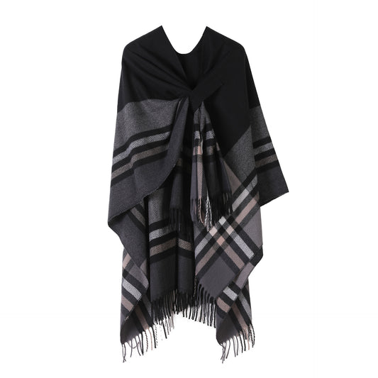 Huivora Cashmere Feel Plaid Shawl Wrap