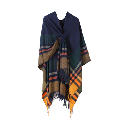Huivora Cashmere Feel Plaid Shawl Wrap