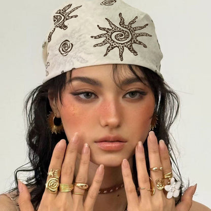 Huivora Sun Print Square Scarf Head Wrap