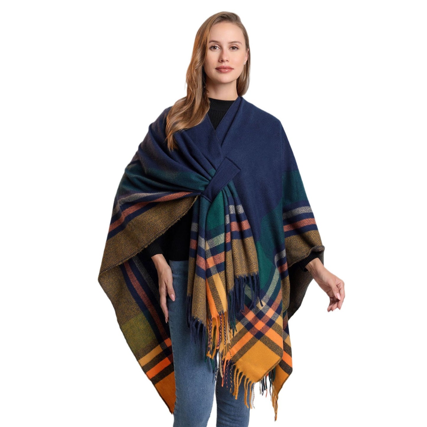Huivora Cashmere Feel Plaid Shawl Wrap